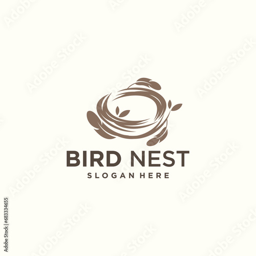 vector natural birds nest logo natural root and leaf birds nest logo