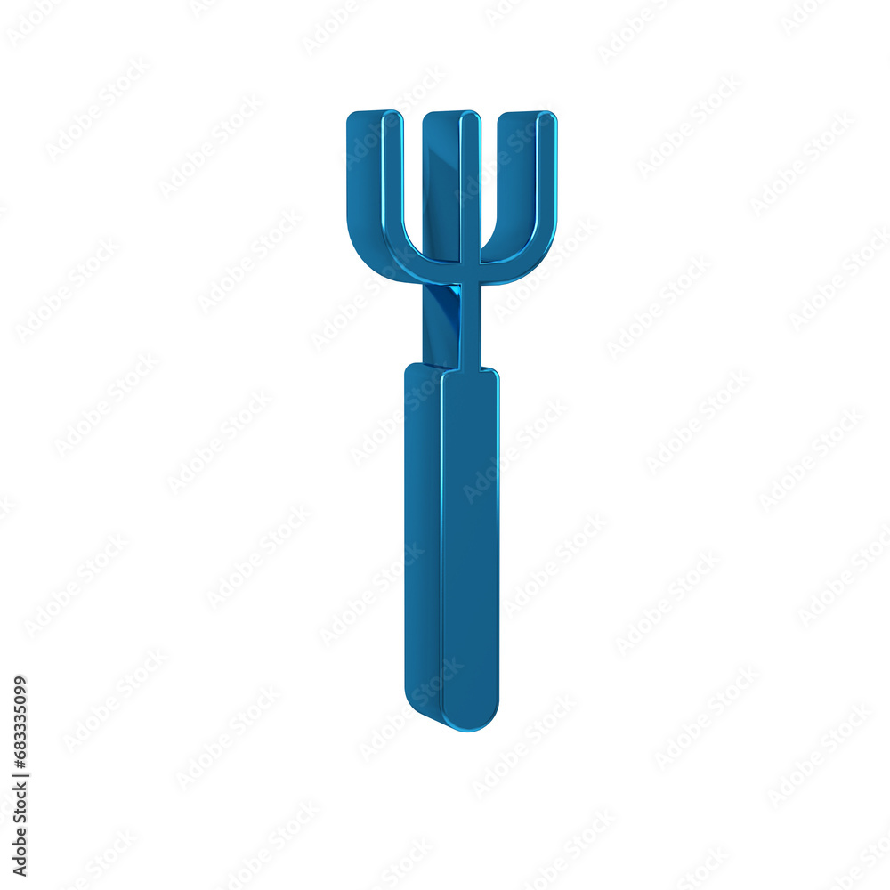 Fototapeta premium Blue Garden pitchfork icon isolated on transparent background. Garden fork sign. Tool for horticulture, agriculture, farming.