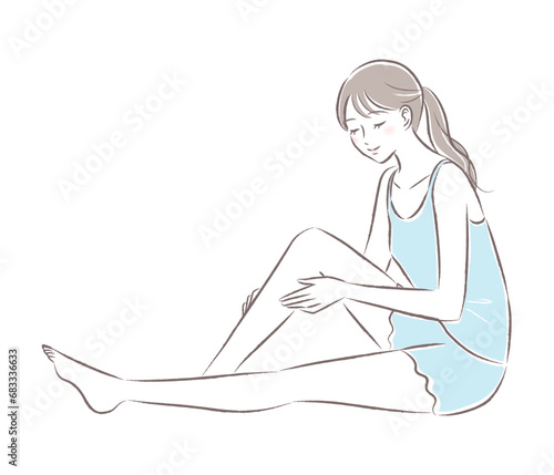 綺麗な足の若い女性のイラスト　美容・ダイエット