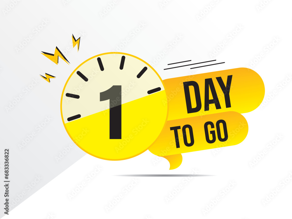 1 day to go. 01 days to go last countdown icon. one day go sale price offer promo deal timer, 1 day only Vector stock illustration.