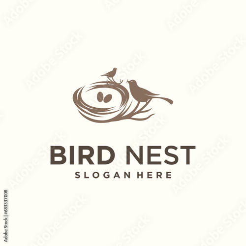 vector natural birds nest logo natural root and leaf birds nest logo