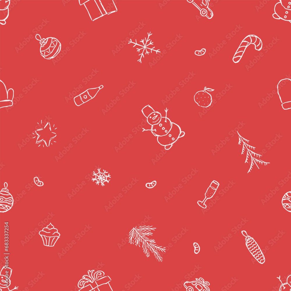Seamless christmas pattern. New year background. Doodle illustration with christmas icons Seamless christmas pattern. New year background. Doodle illustration with christmas icons