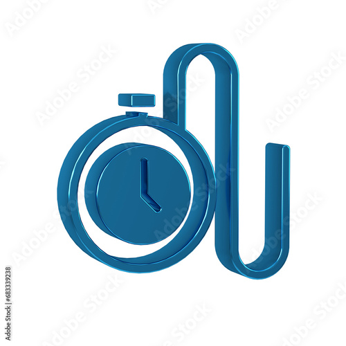 Blue Watch with a chain icon isolated on transparent background. photo