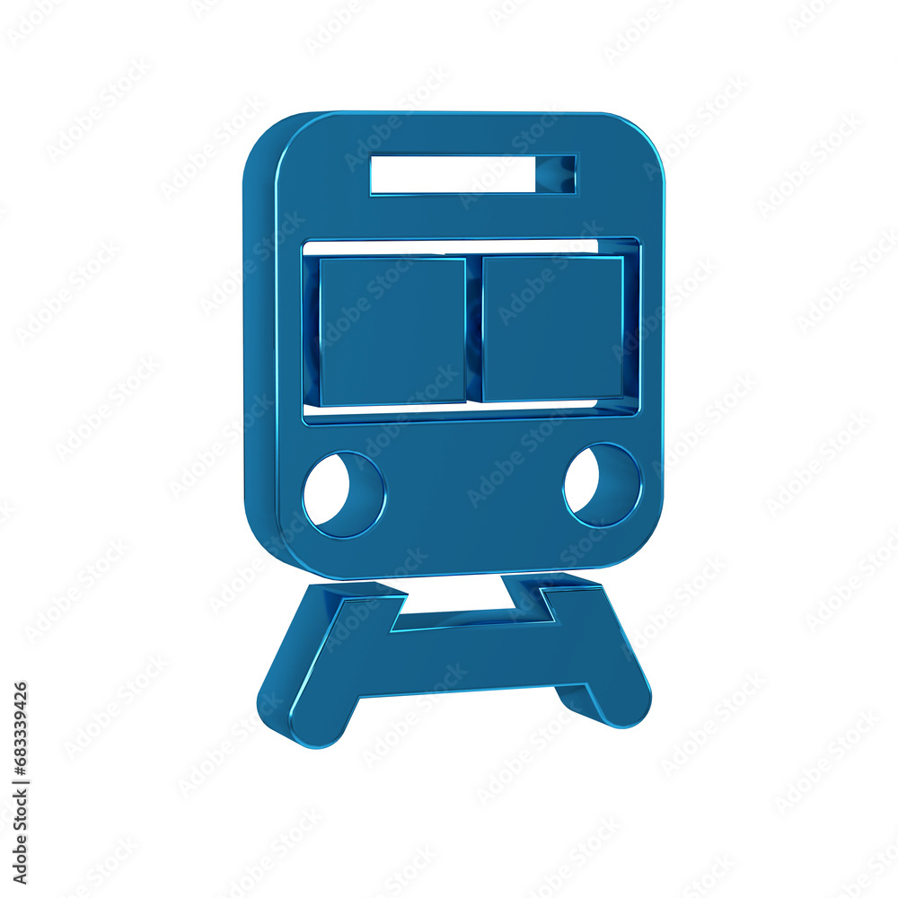 Blue Train and railway icon isolated on transparent background. Public transportation symbol. Subway train transport. Metro underground. Blue Train and railway icon isolated on transparent background. Public transportation symbol. Subway train transport. Metro underground.