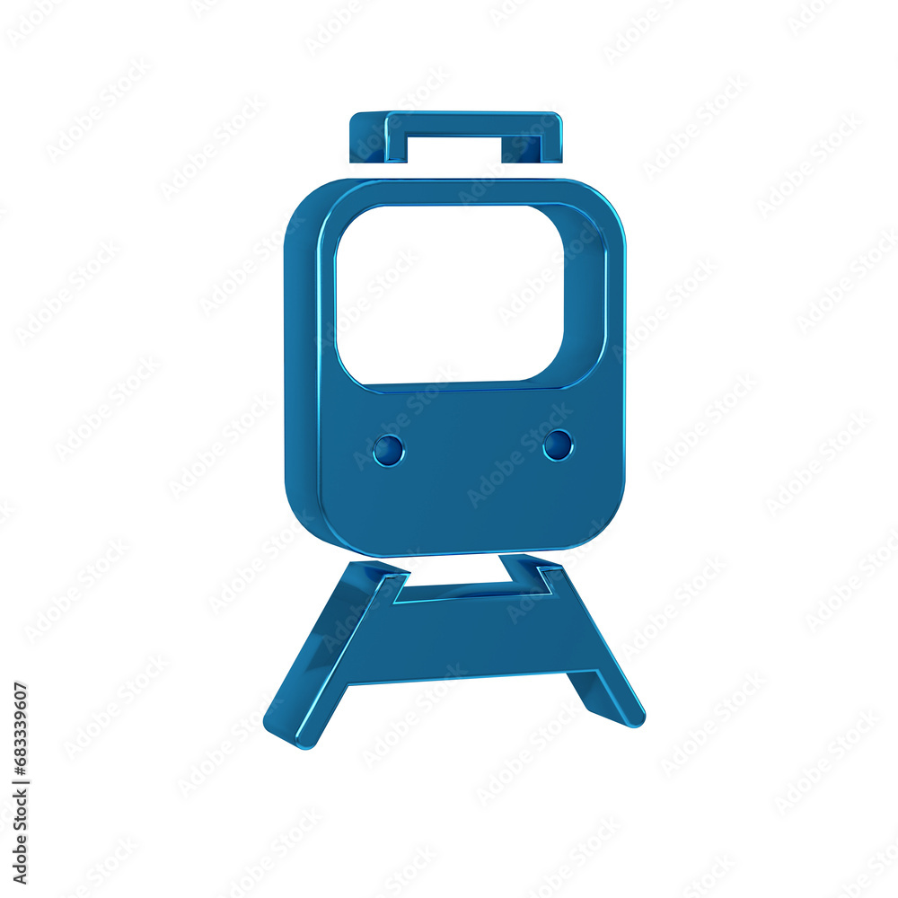 Blue Train and railway icon isolated on transparent background. Public transportation symbol. Subway train transport. Metro underground. Blue Train and railway icon isolated on transparent background. Public transportation symbol. Subway train transport. Metro underground.