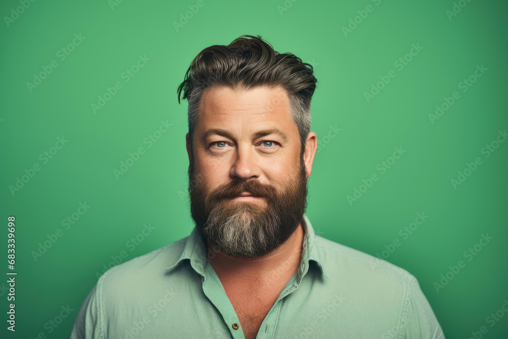 Ecstatic Elegance: Content Gentleman on Green Backdrop Ecstatic Elegance: Content Gentleman on Green Backdrop