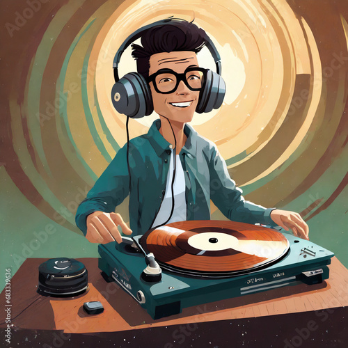 dj with headphones and turntable