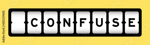 Black color in word confuse on slot banner with yellow color background