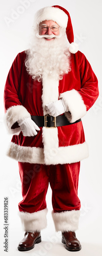 full body view of father winter santa claus . white background . generative ai