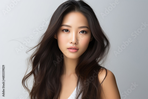 Graceful Asian Female Model in Bright Studio Light