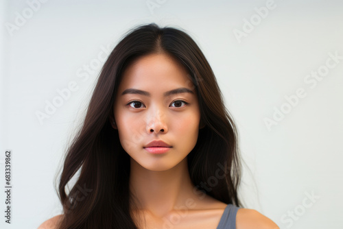 Asian Beauty Poses in Clean White Space