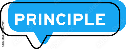 Speech banner and blue shade with word principle on white background