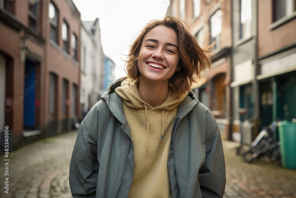 Fashionably Free: Candid Portrait of a Joyful Young Lady Fashionably Free: Candid Portrait of a Joyful Young Lady