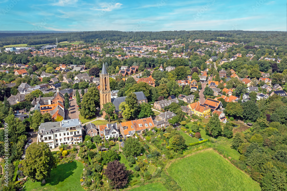 Aerial from the traditional town Amerongen in the Netherlands