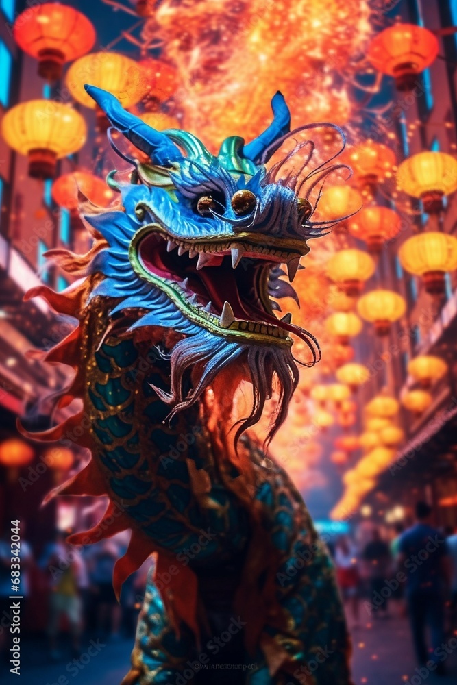 Chinese New Year Festival, Year of the Dragon, Chinese Zodiac Concept, Asian Culture elements Design