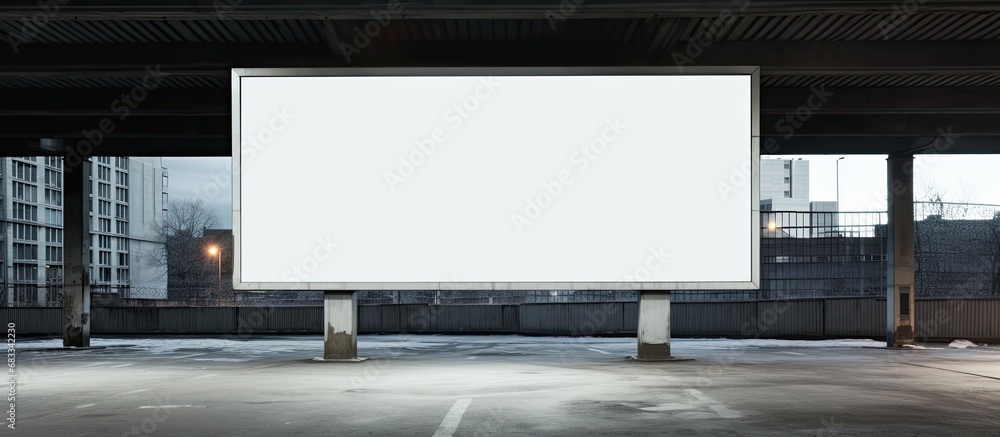 Car park advertising display with a blank white surface Car park advertising display with a blank white surface