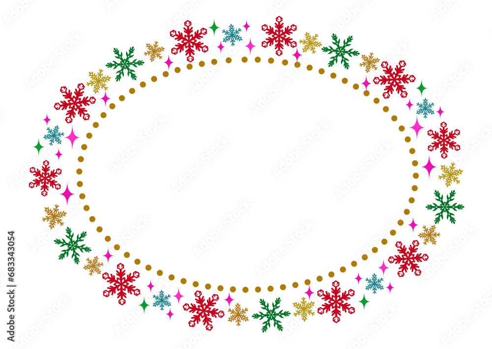 クリスマスイメージのおしゃれなフレーム　雪の結晶　素材　見出し　飾り枠　飾り罫