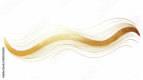 Gold glitter curve wave isolated white background