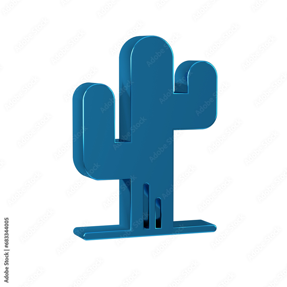 Obraz premium Blue Cactus icon isolated on transparent background.