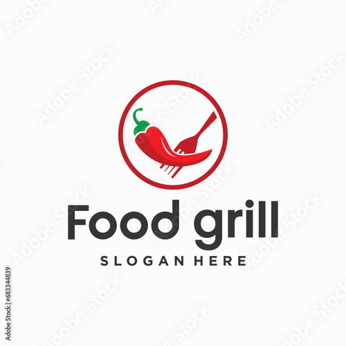 collection of barbecue restaurant logos Hot Girl Logo spicy food vector
