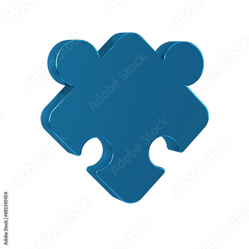 Blue Puzzle pieces toy icon isolated on transparent background.