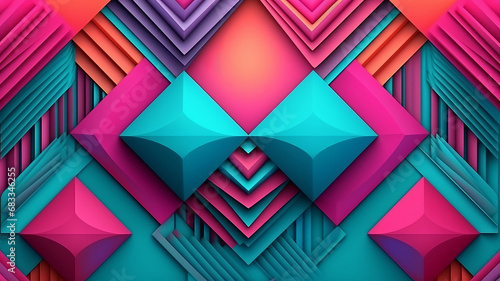 Abstract cyan and magenta 3d geometric background pattern photo