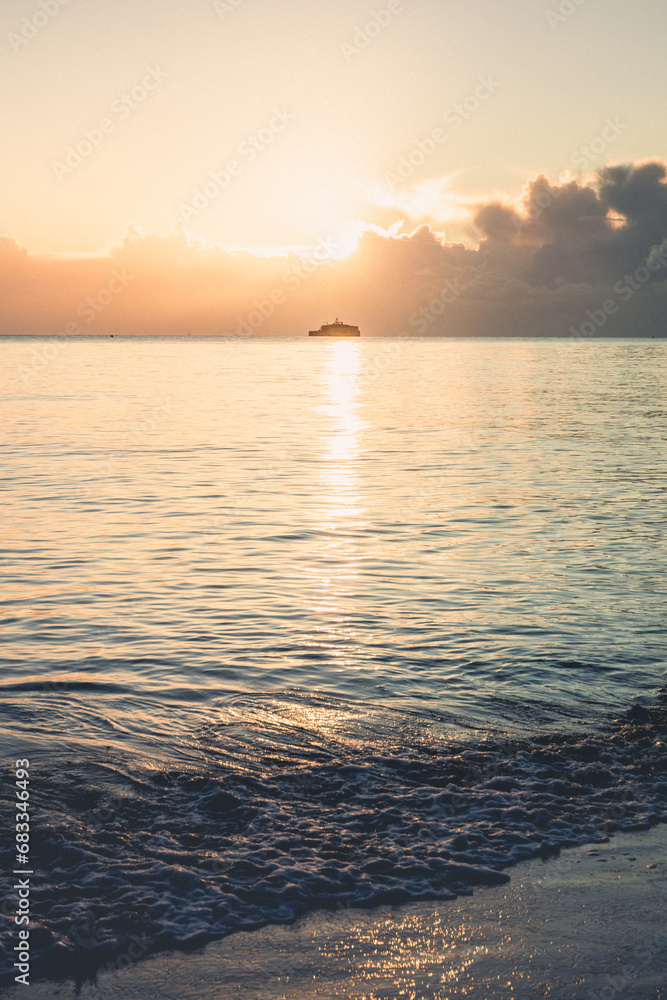 Fototapeta premium The calm sea at sunrise