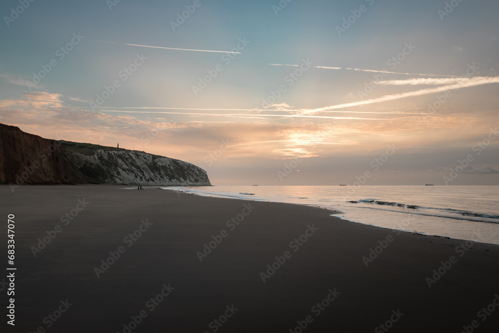 A relaxing scene by the sea at sunrise A relaxing scene by the sea at sunrise