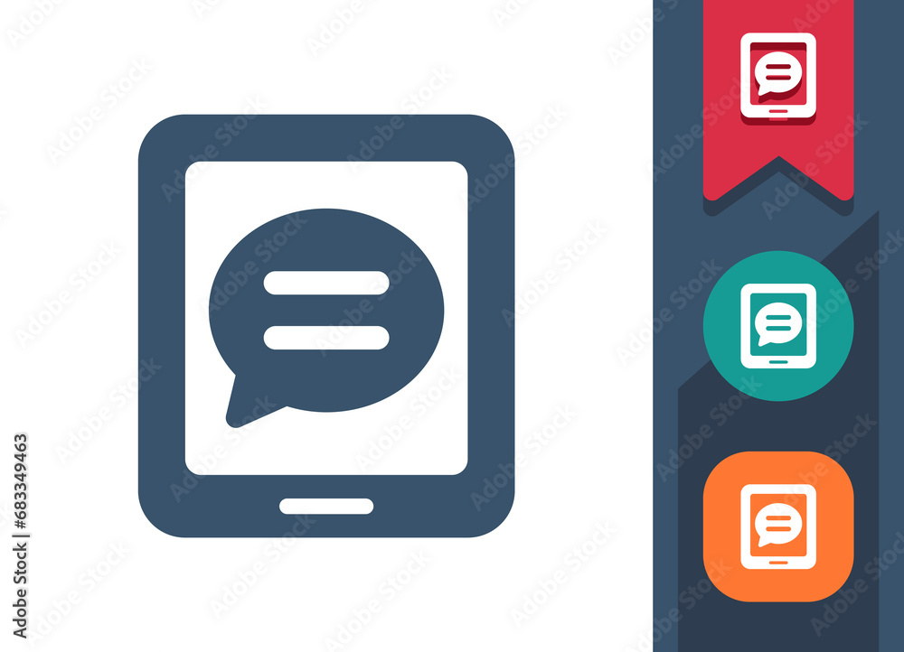 Tablet Icon. Chat Bubble, Speech Bubble, Message, Instant Messaging Tablet Icon. Chat Bubble, Speech Bubble, Message, Instant Messaging