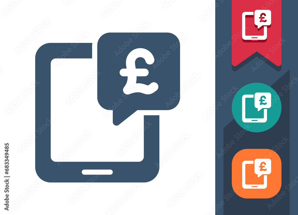 Tablet Icon. Mobile Banking, Internet Banking, Online Shopping, Money, Pound