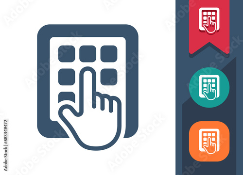 Tablet Icon. Hand, Finger, Touch, Touchscreen, Apps