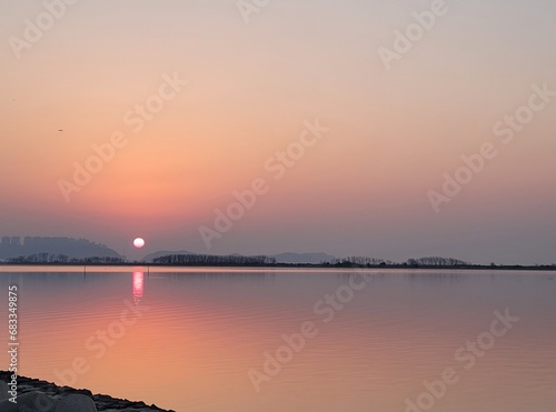 sunset over the river