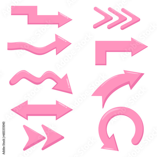 Vector set of pink arrows 
