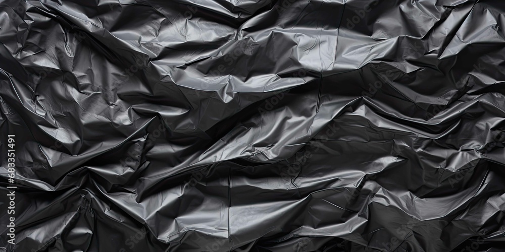 Black wrinkled plastic wrap texture