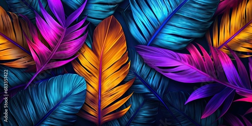 Abstract Background of illustrated Tropical Leaves © Classy designs