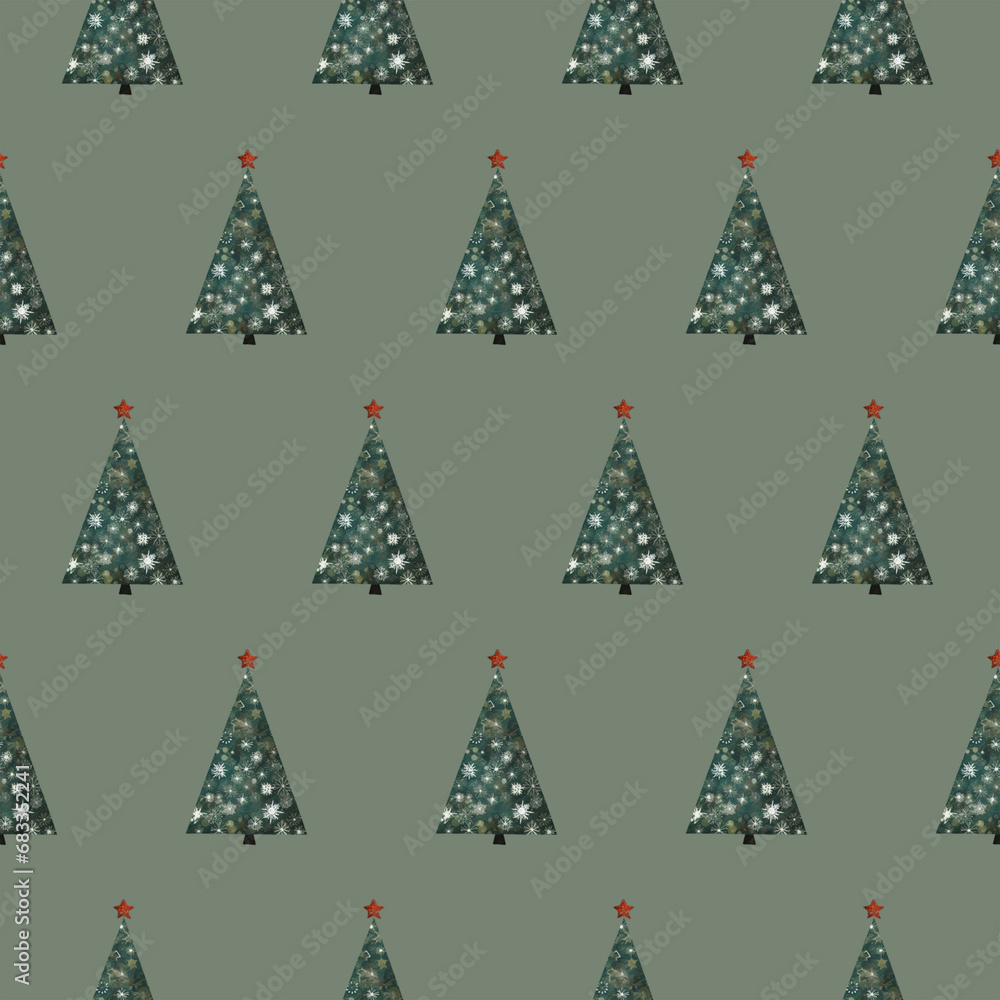Christmas Tree  seamless pattern background