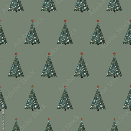 Christmas Tree seamless pattern background © Kei