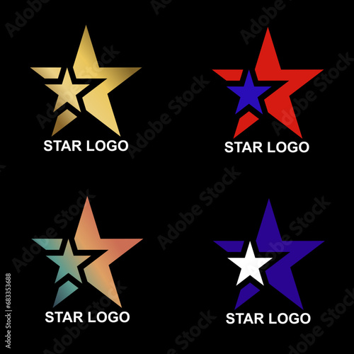 Star logo illustration design with four color variants