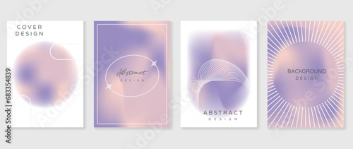 Aesthetic poster design set. Cute gradient holographic background vector with pastel colors, geometric shapes. Beauty ideal design for social media, cosmetic product, promote, banner, ads.