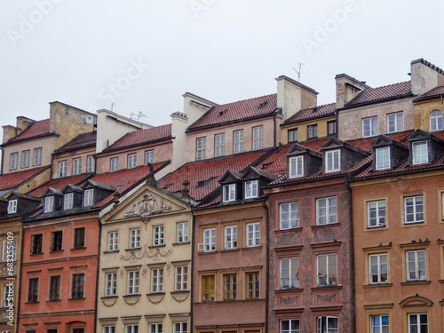 Historical Buildings along Warsaw Market Square photo