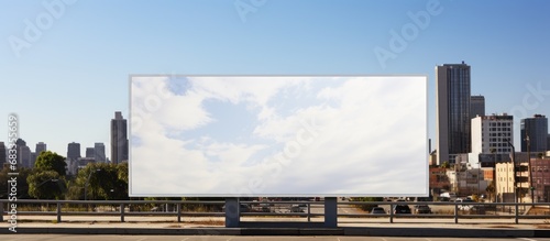 Beautiful sunshine illuminates a city backdrop with a mock up billboard canvas