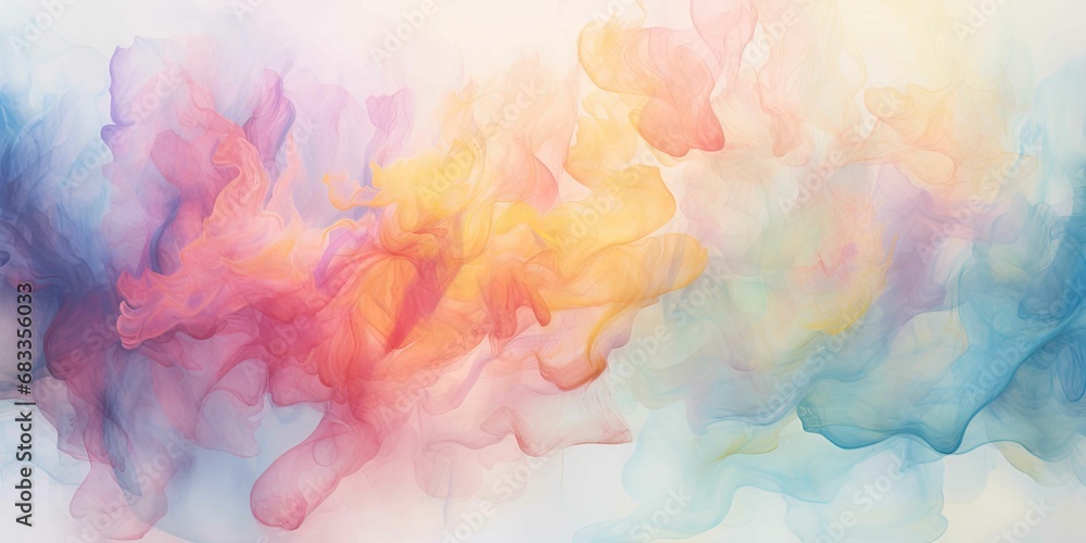 Watercolor colorful smooth sky clouds background