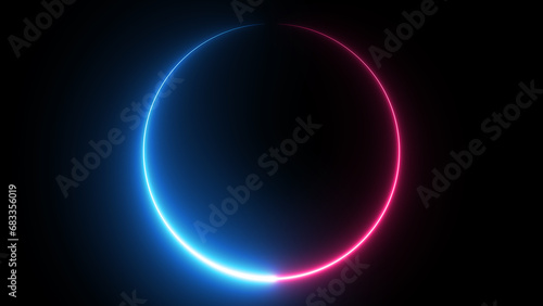 Blue and purple neon circles abstract futuristic motion background.