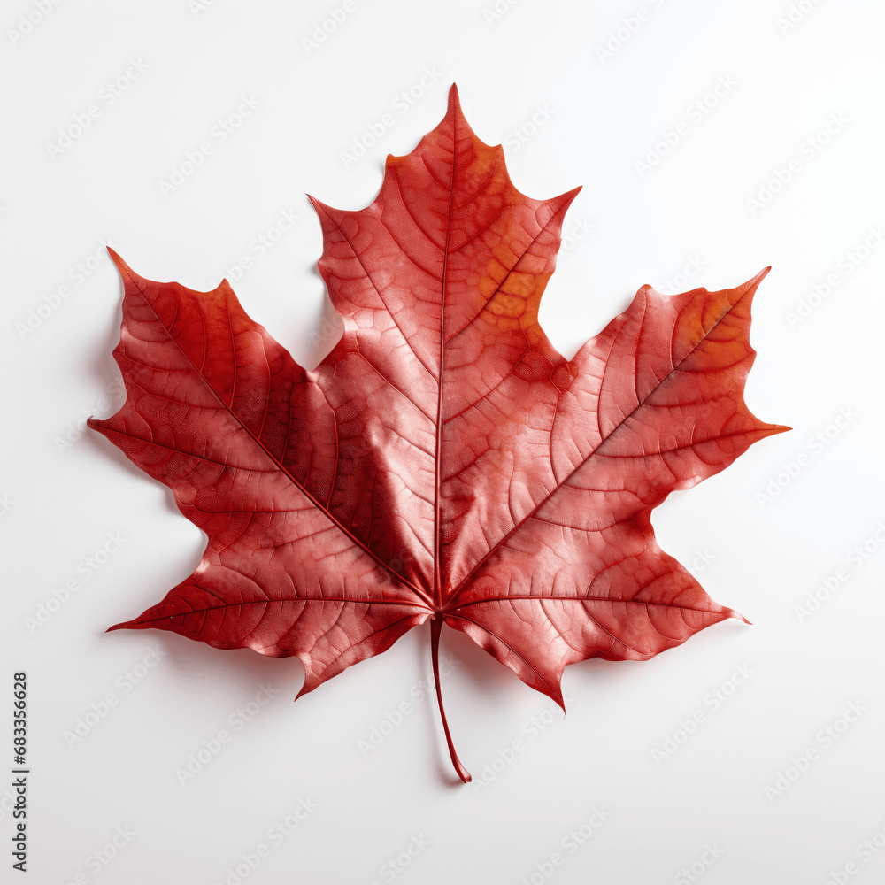 Obraz premium Crimson Maple Leaf, Autumn Vibrancy, Isolated on White