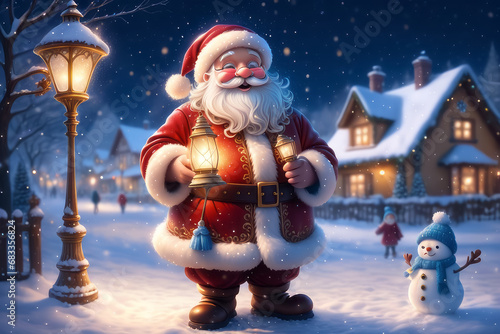 Nikolaus und Christkind Besuch im Winter Wonderland, generated image