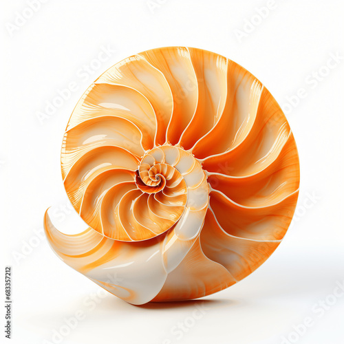 Spiraled Beauty Seashell, Ocean's Art, Isolated on White