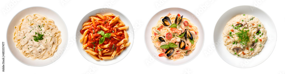 Pasta and spaghetti isolated on transparent PNG background, Generative Ai Pasta and spaghetti isolated on transparent PNG background, Generative Ai