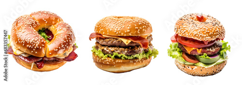 Hamburger isolated on transparent PNG background, Generative Ai