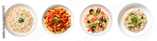 Pasta and spaghetti isolated on transparent PNG background, Generative Ai photo
