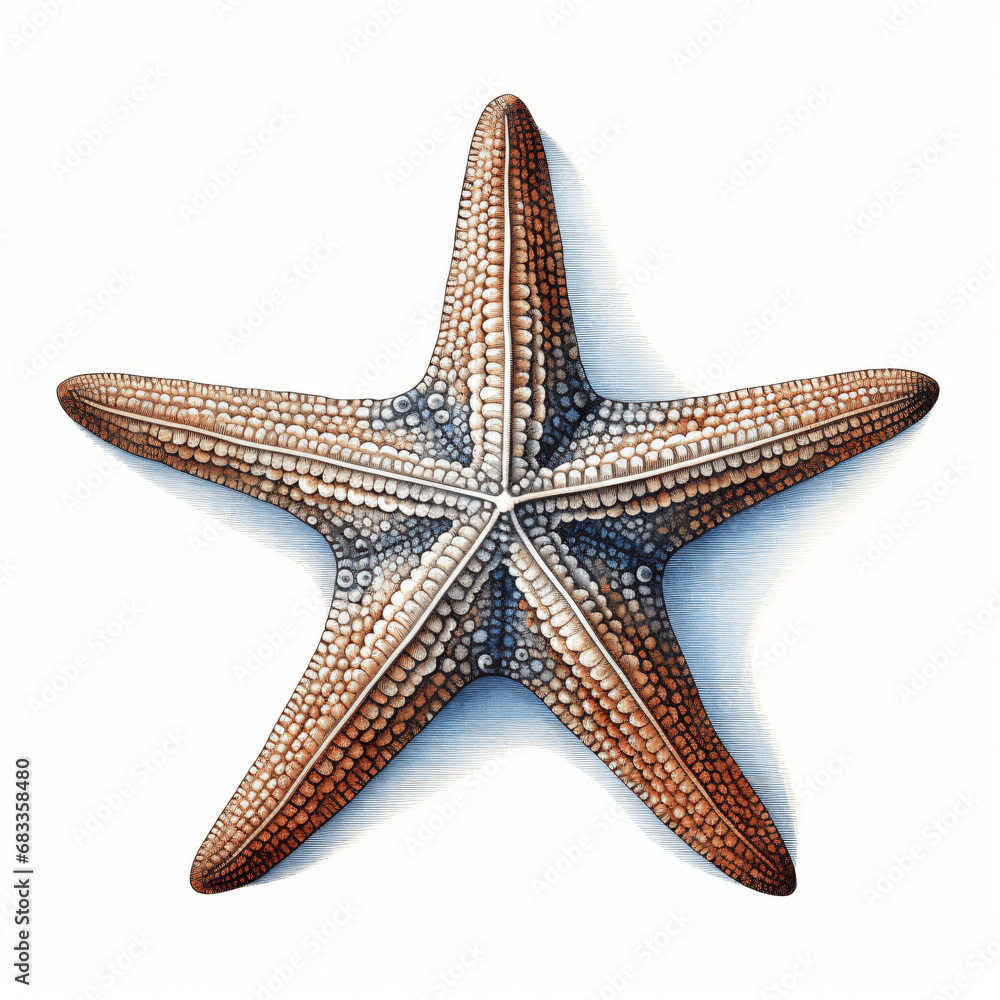 Starfish Displaying Detailed Patterns, Isolated on White Starfish Displaying Detailed Patterns, Isolated on White